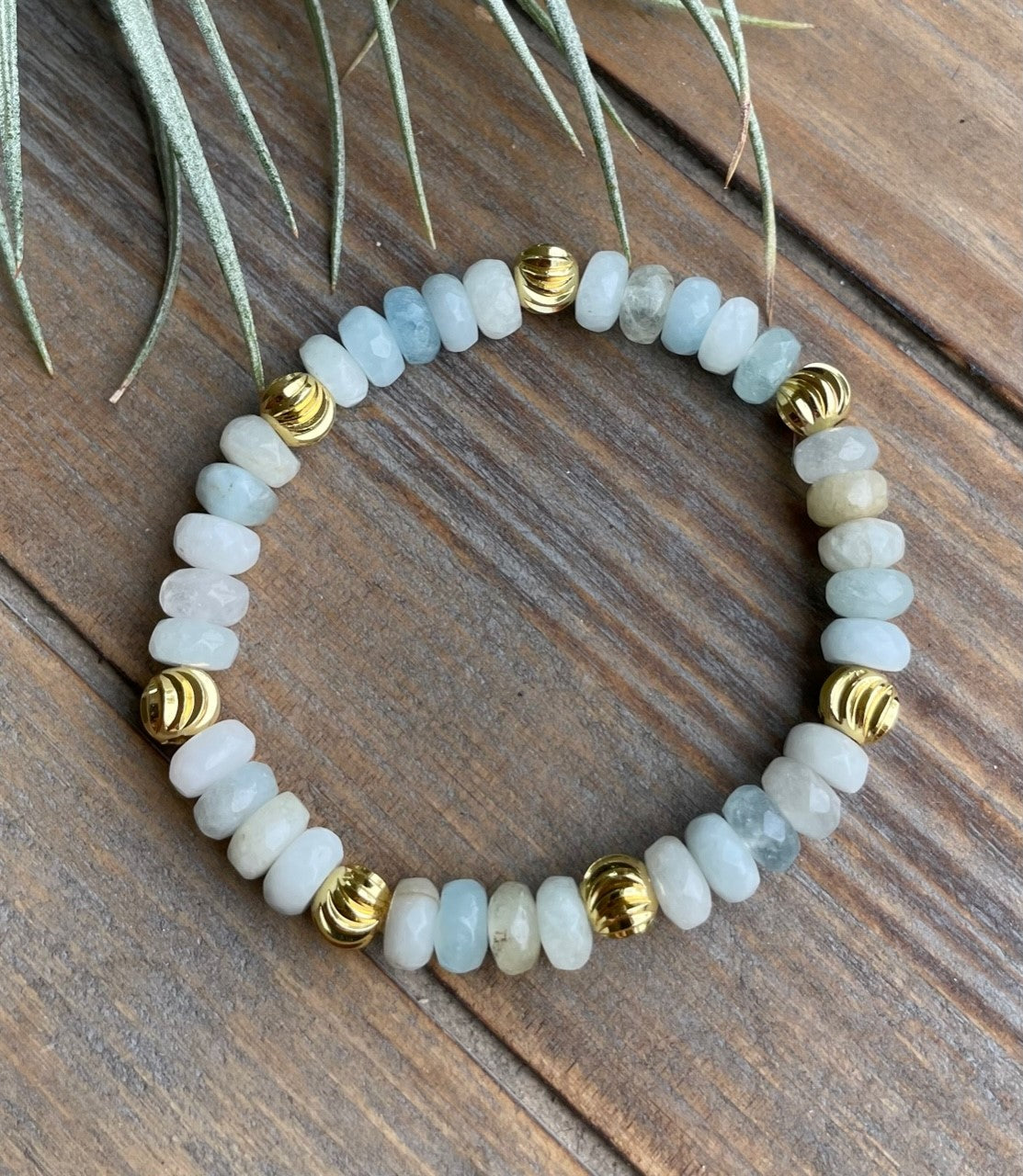 Aquamarine Faceted Rondelle Bead Bracelet