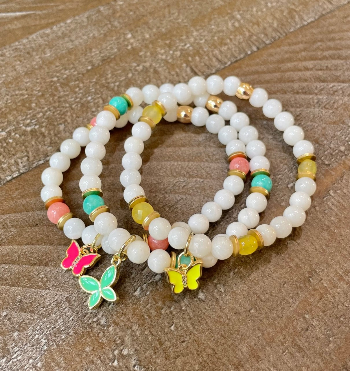 Butterfly Charm Bracelet - Coral
