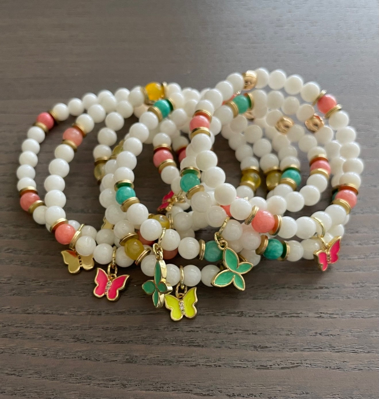 Butterfly Charm Bracelet - Mint
