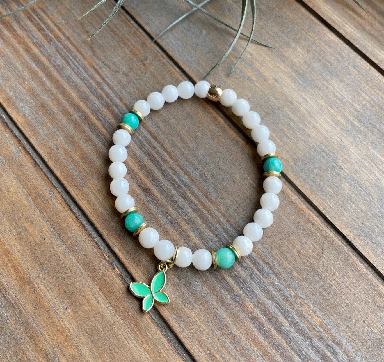 Butterfly Charm Bracelet - Mint