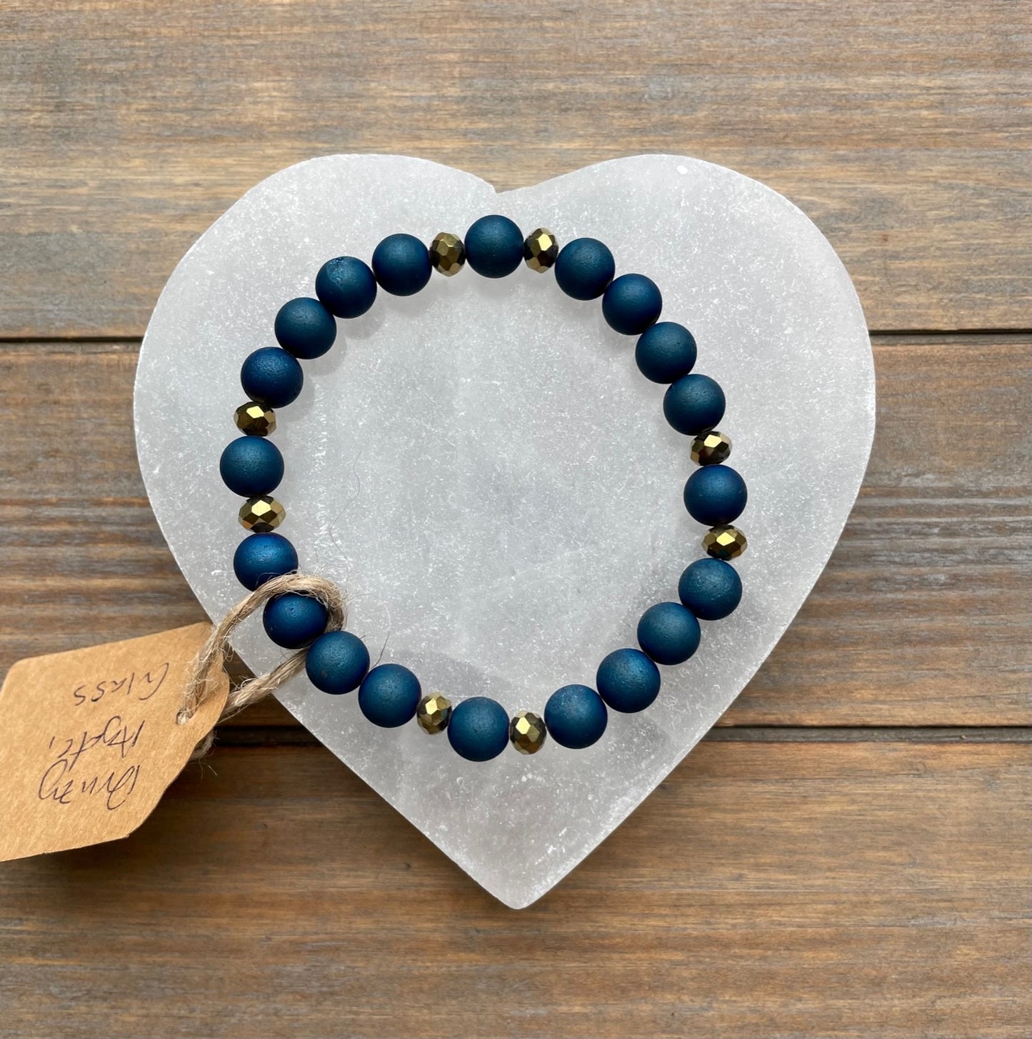 Blue Druzy Agate and Gold Bracelet