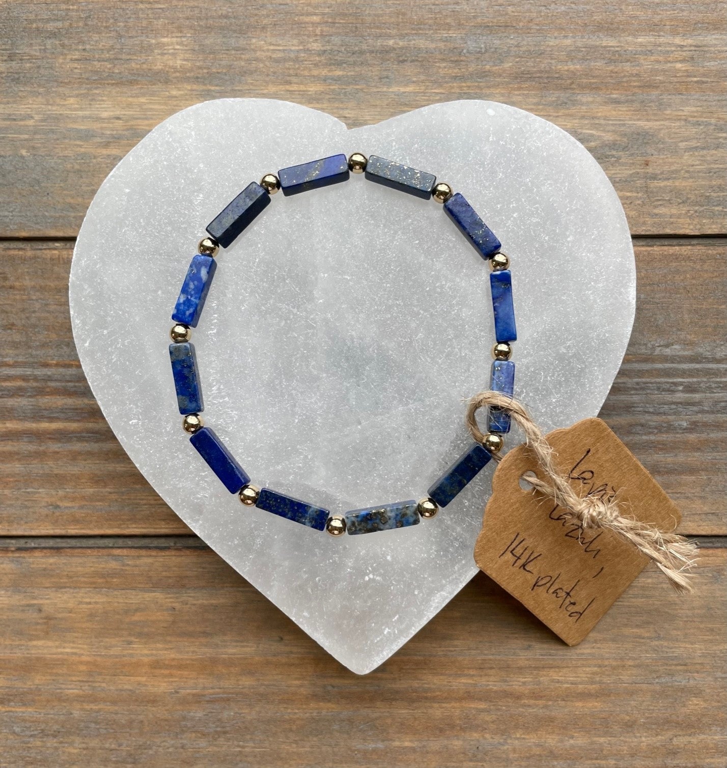 Lapis Lazuli Rectangles with Gold Round Bracelet