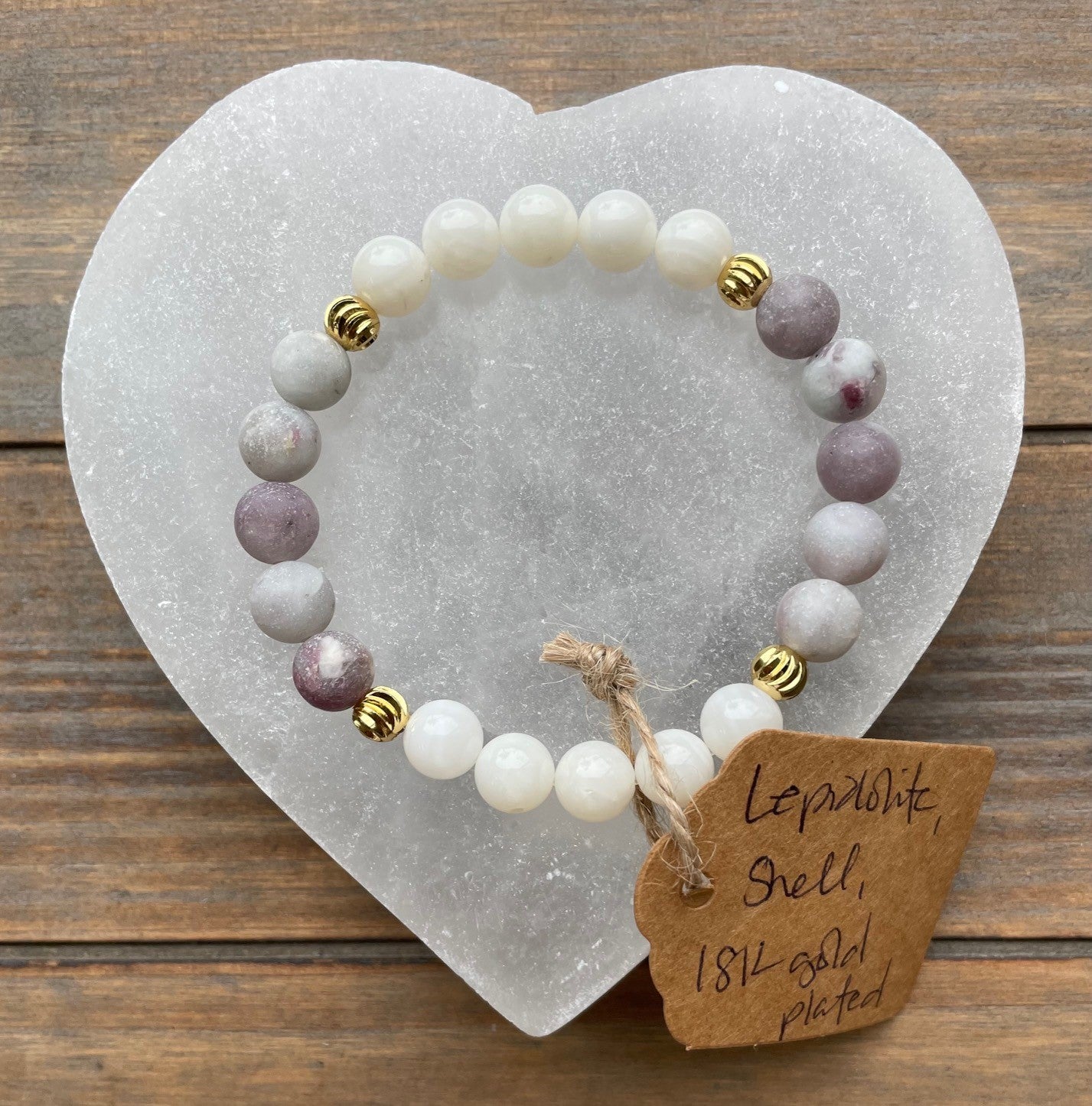 Lepidolite and Shell Bracelet