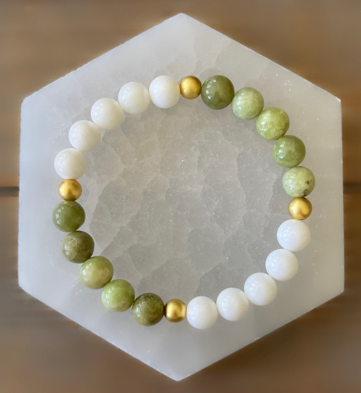 Peridot and Shell Bracelet