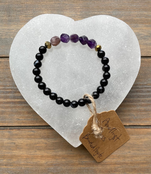 Amethyst and Banded Agate Bracelet