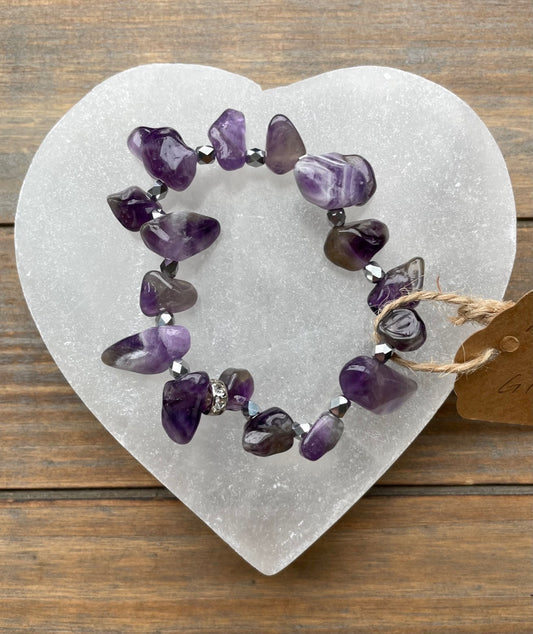 Amethyst Chip and Silver Bracelet