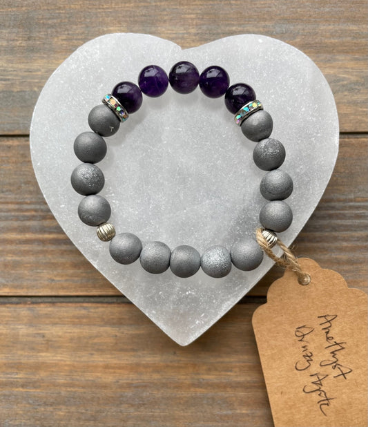 Amethyst and Druzy Agate Bracelet