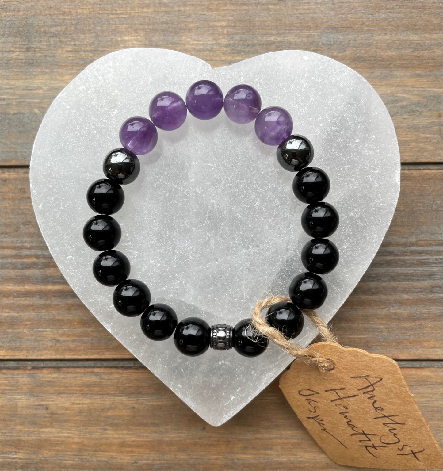 Amethyst, Hematite, and Black Jasper Bracelet