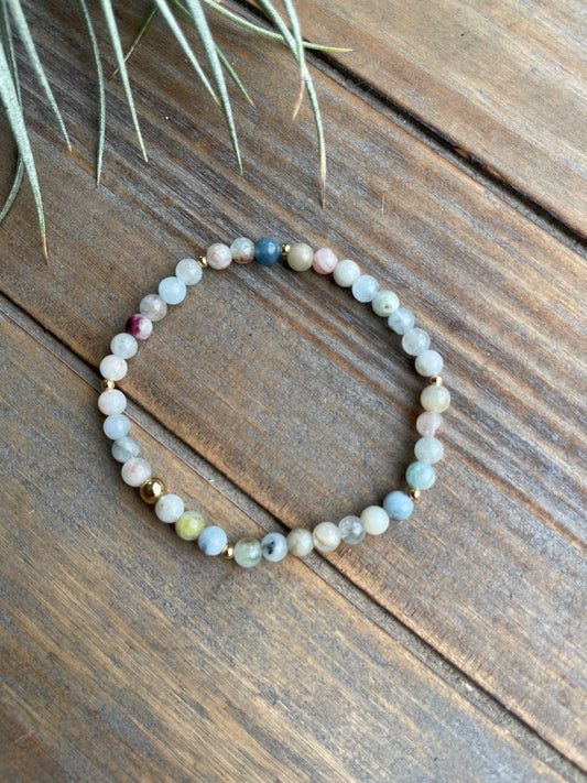 Aquamarine Dainty Round Bead Bracelet