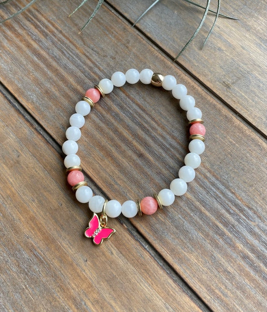 Butterfly Charm Bracelet - Coral