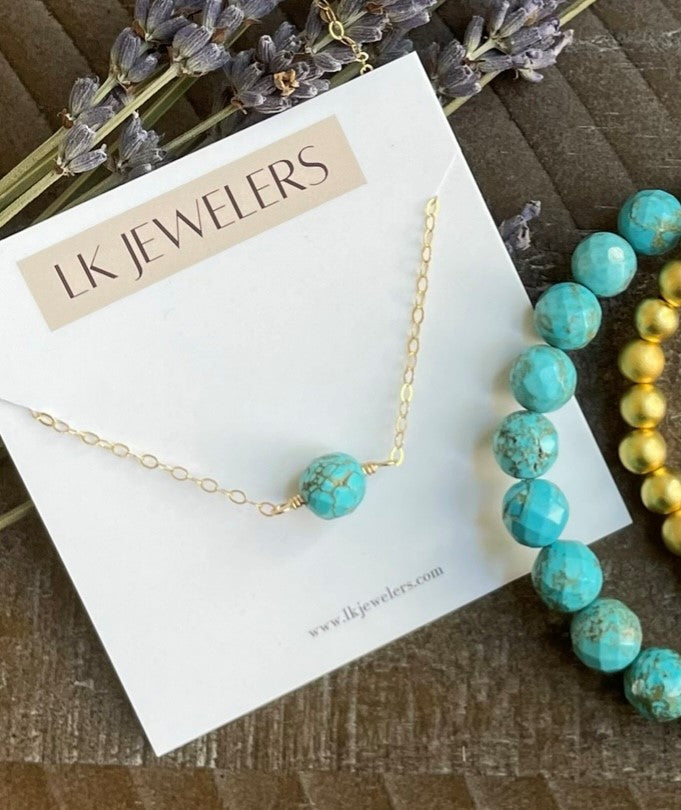 LK Collab Necklace - Hudson Turquoise in Gold